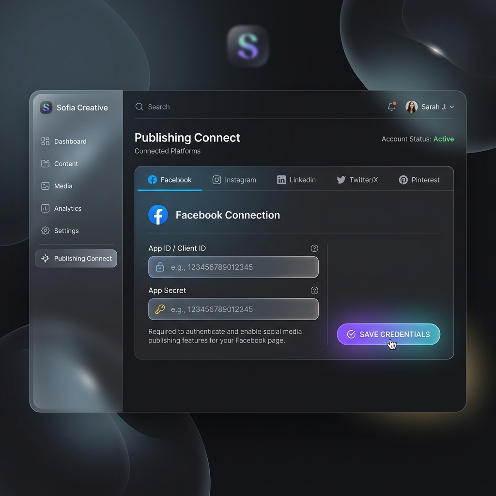Giao diện kết nối của Sofia Creative