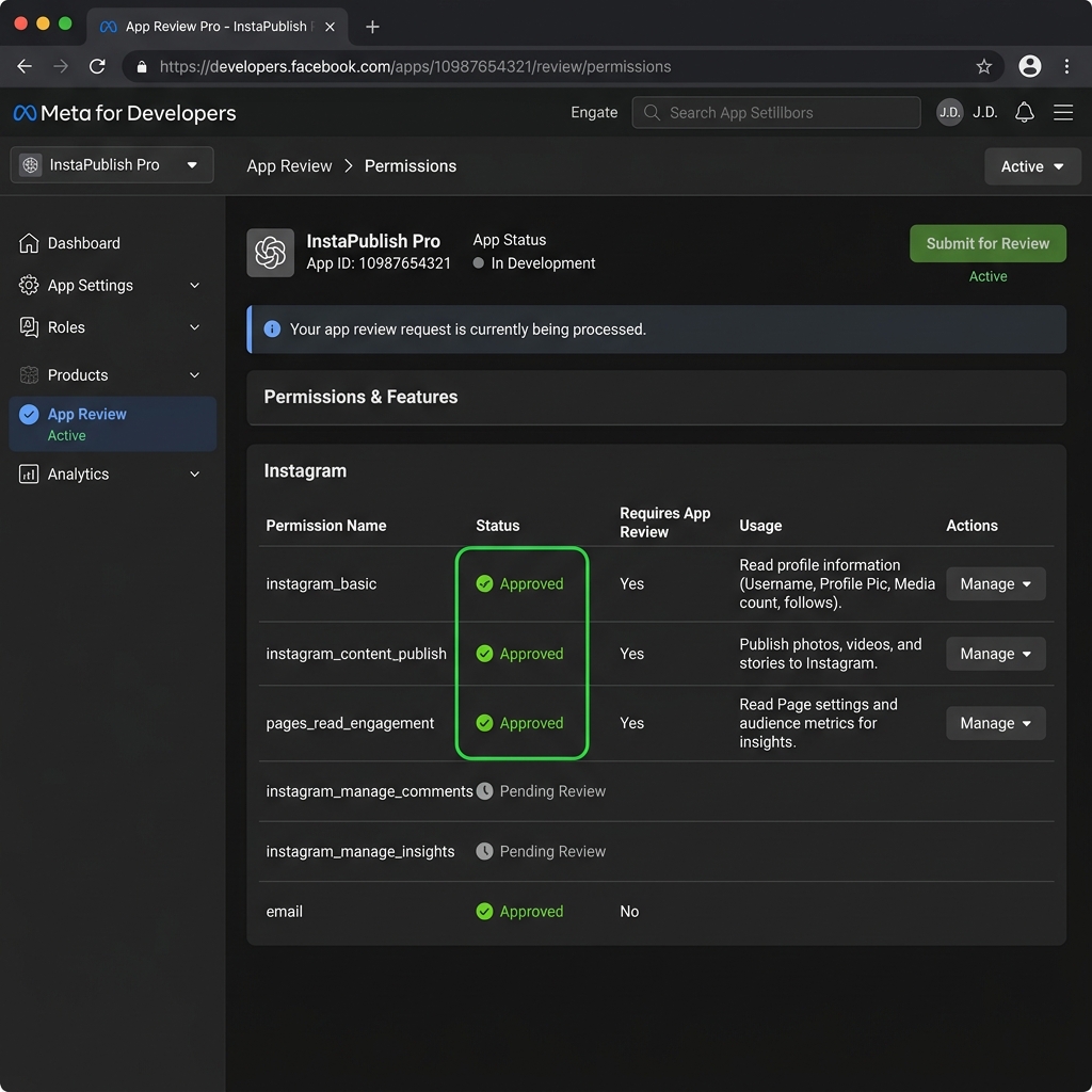 Quyền API Instagram