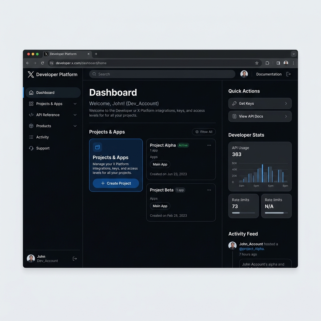 X Developer Portal Dashboard - Tạo Project