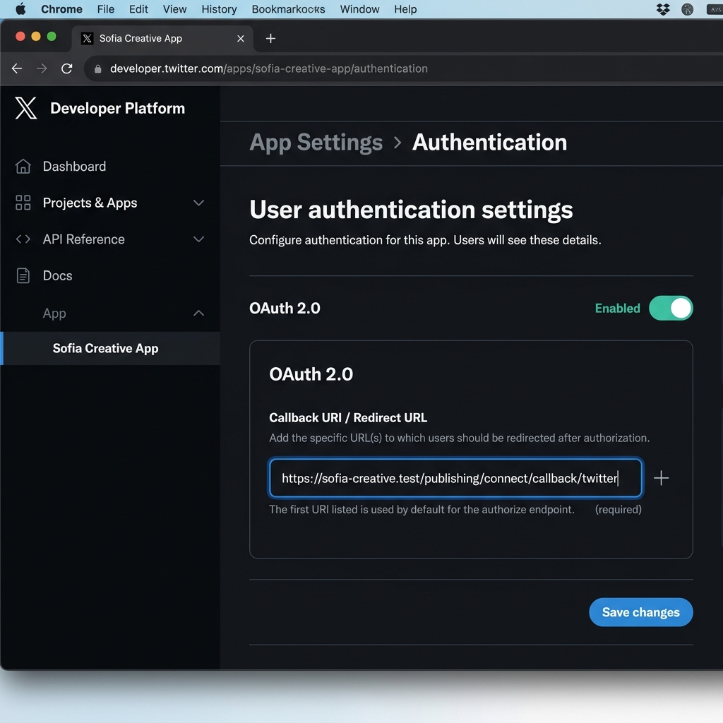 Cài đặt xác thực OAuth 2.0 trên X